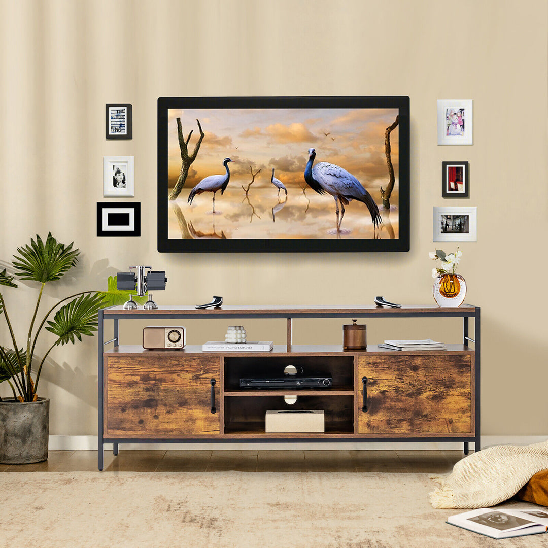 Industrial TV Stand for TVs up to 65 Media Center w/ Cabinets and Adjustable Shelf Image 4