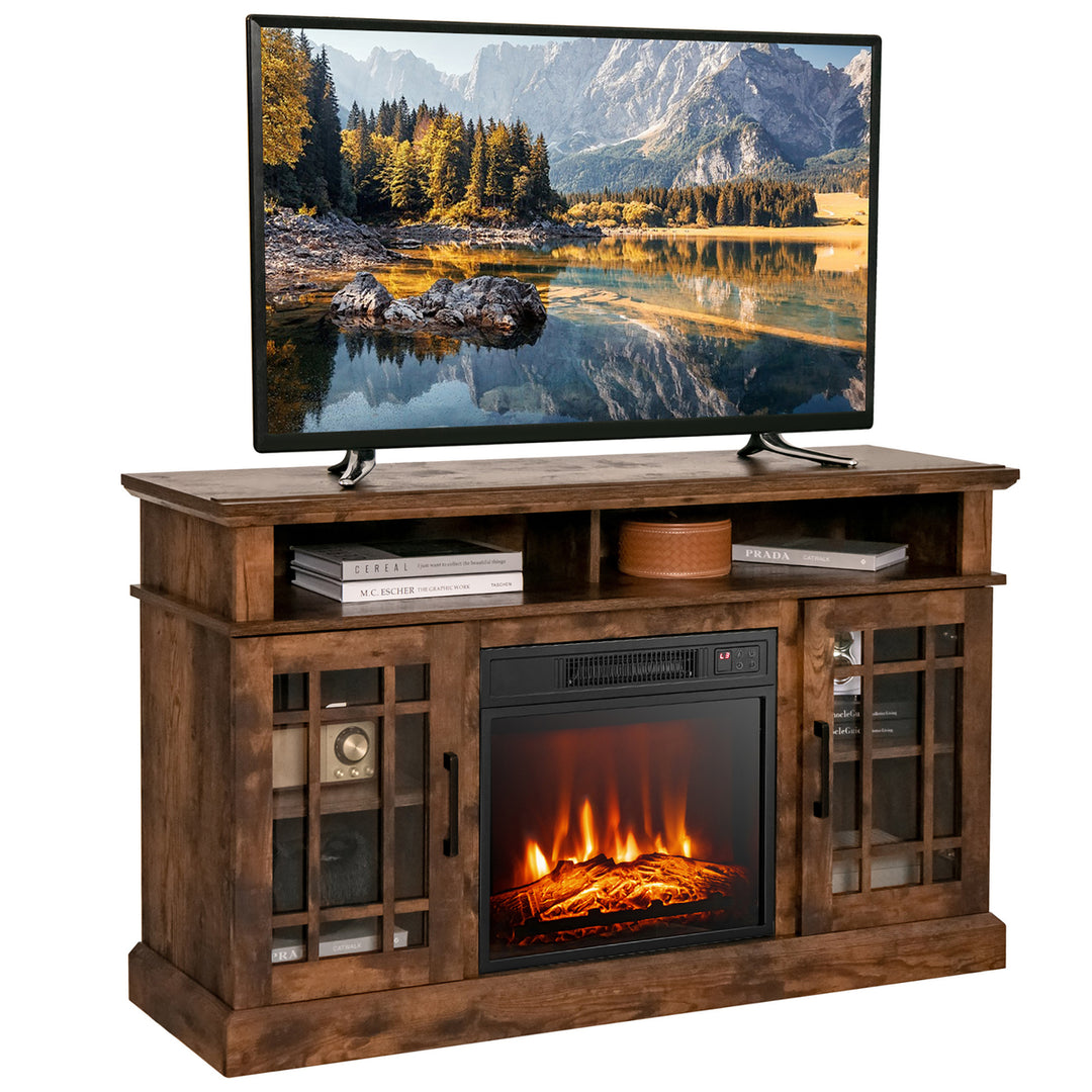 48 TV Stand Console Cabinet w/ Fireplace Entertainment Center For Living Room Image 2