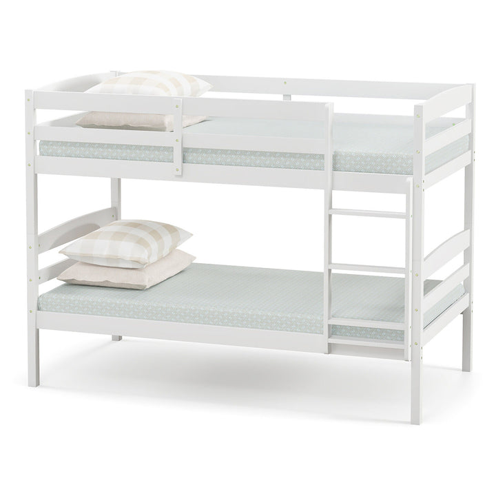 Twin Over Twin Bunk Bed Wooden Convertible Into 2 Beds High Guardrails Image 1