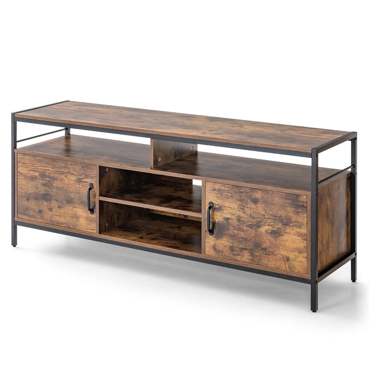 Industrial TV Stand for TVs up to 65 Media Center w/ Cabinets and Adjustable Shelf Image 10