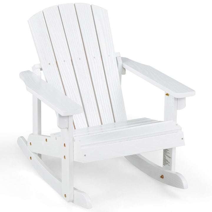 Kid Adirondack Rocking Chair Outdoor Solid Wood Slatted seat Backrest Image 1