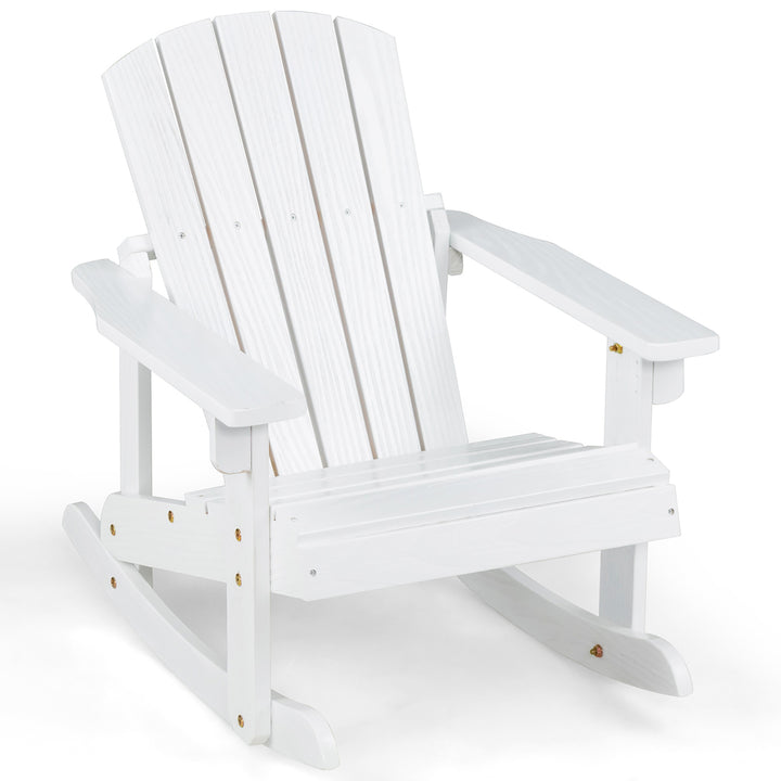 Kid Adirondack Rocking Chair Outdoor Solid Wood Slatted seat Backrest Image 5