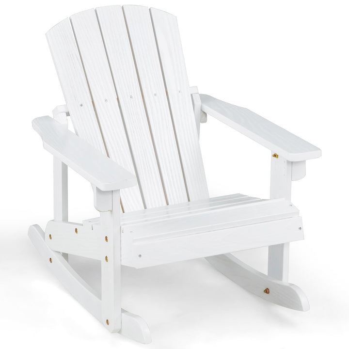 Kid Adirondack Rocking Chair Outdoor Solid Wood Slatted seat Backrest Image 1