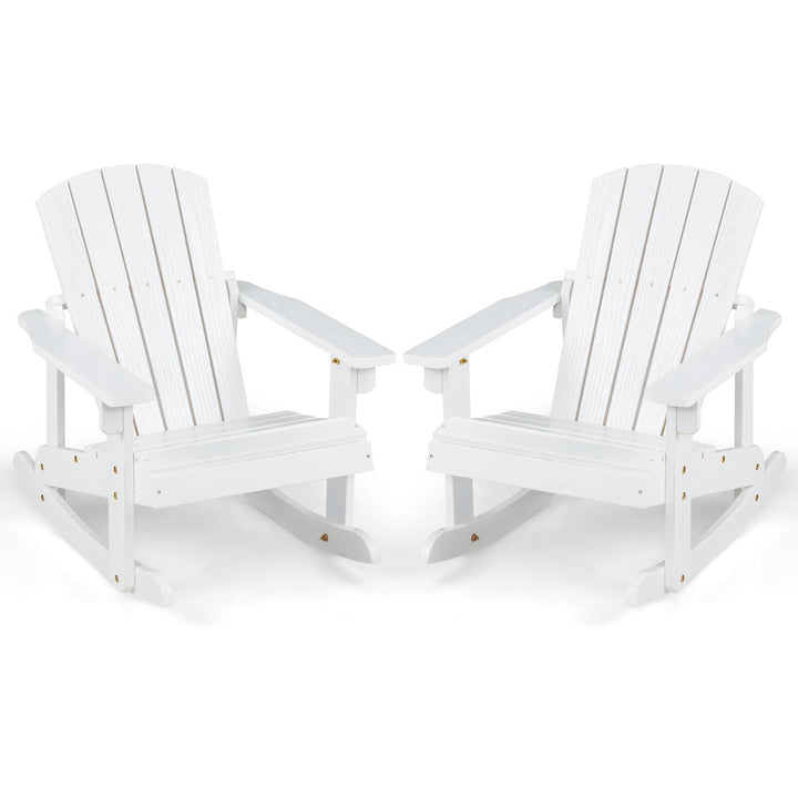 2PCS Kid Adirondack Rocking Chair Outdoor Solid Wood Slatted seat Backrest Image 1