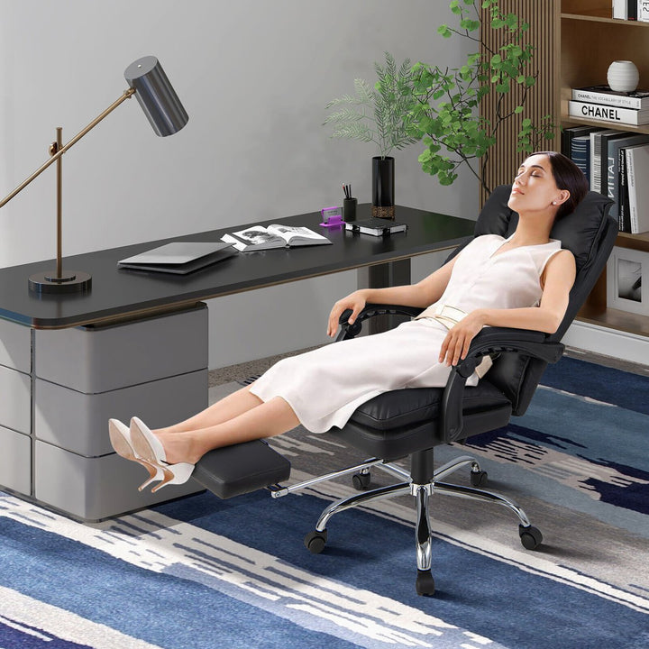 High Back Reclining Office Chair Ergonomic Computer Desk Chair w/ Footrest and Pad Image 6