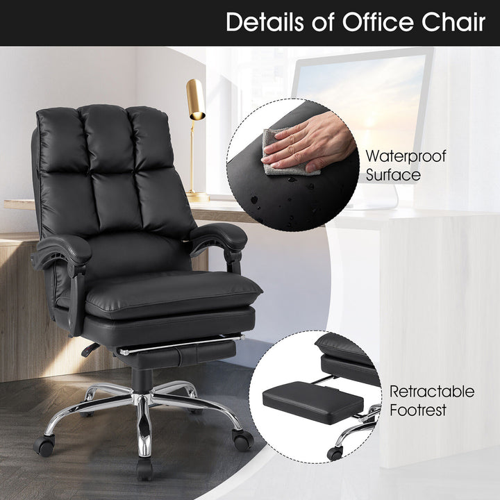 High Back Reclining Office Chair Ergonomic Computer Desk Chair w/ Footrest and Pad Image 7