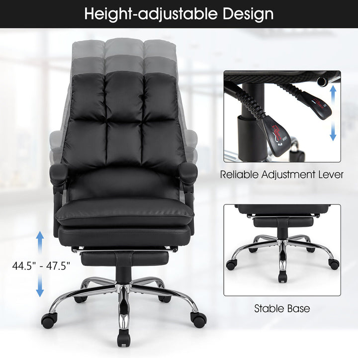 High Back Reclining Office Chair Ergonomic Computer Desk Chair w/ Footrest and Pad Image 9