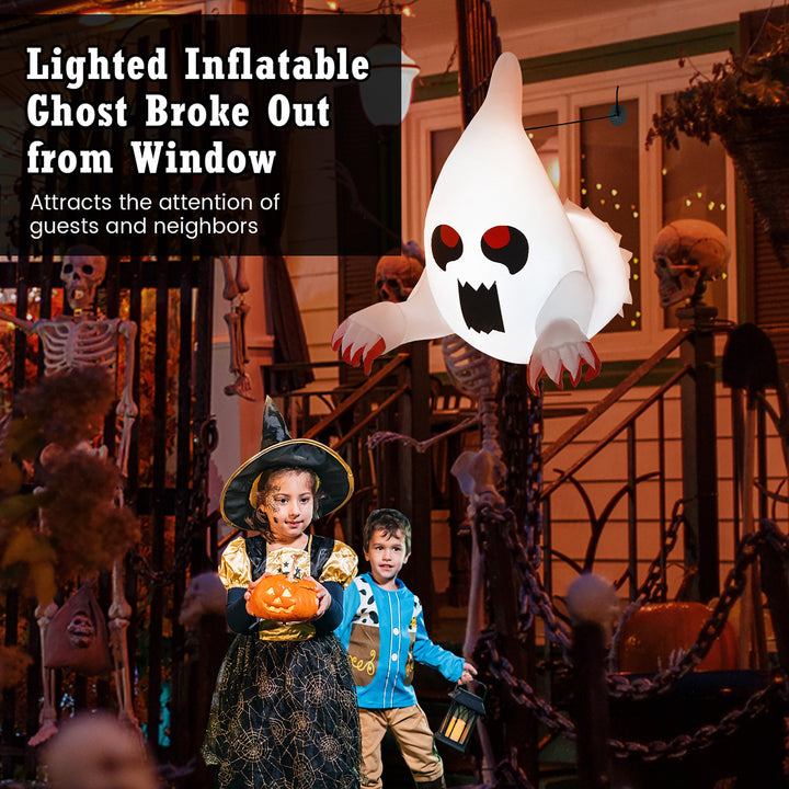 3.3 ft Inflatable Ghost Broke Out from Window w/ Built-in LED Lights Indoor Outdoor Image 5