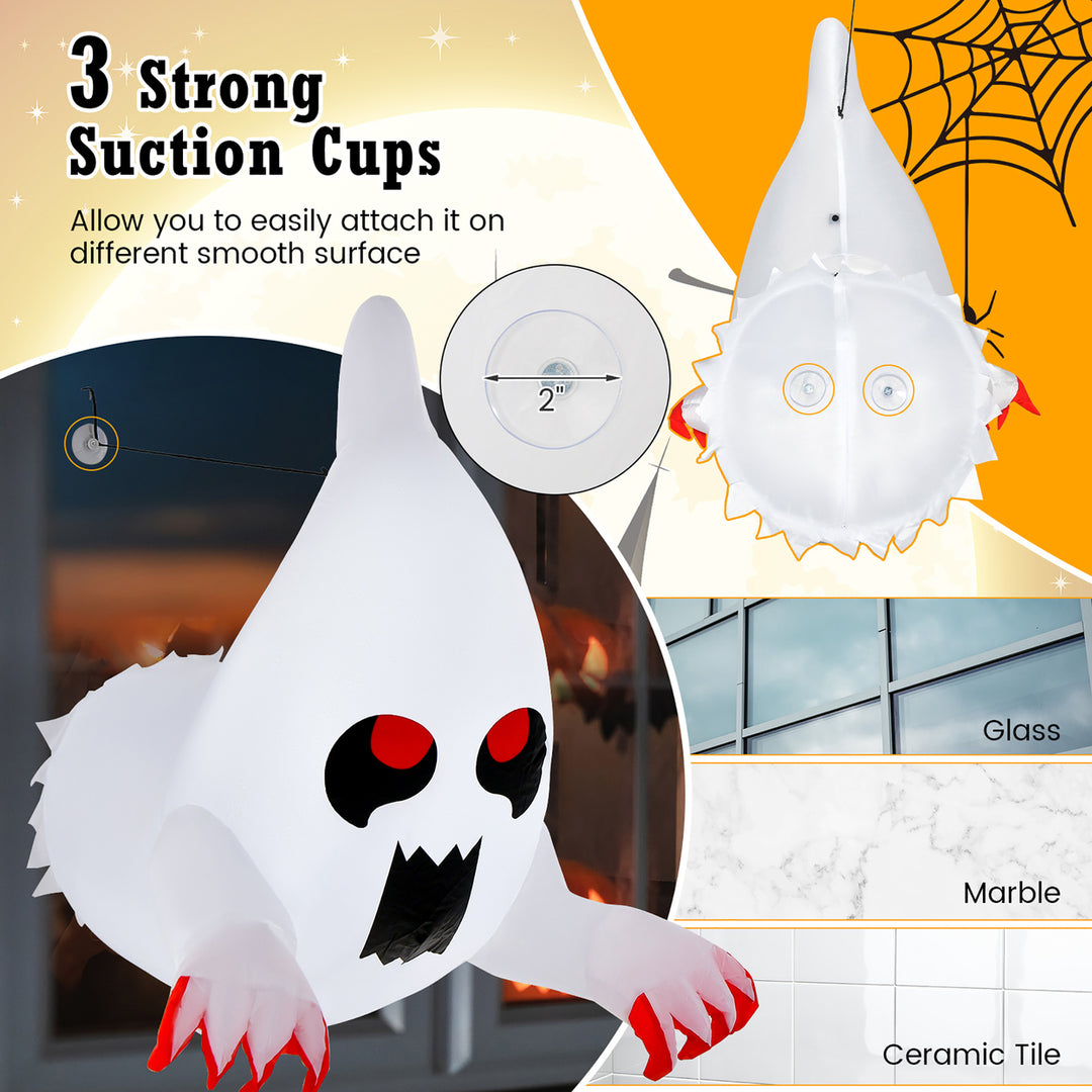 3.3 ft Inflatable Ghost Broke Out from Window w/ Built-in LED Lights Indoor Outdoor Image 8