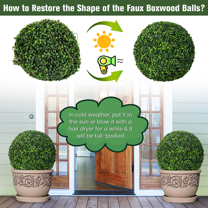 2 PCS Artificial Plant Topiary Ball 19 Faux Decorative Balls for Indoor Outdoor Image 8