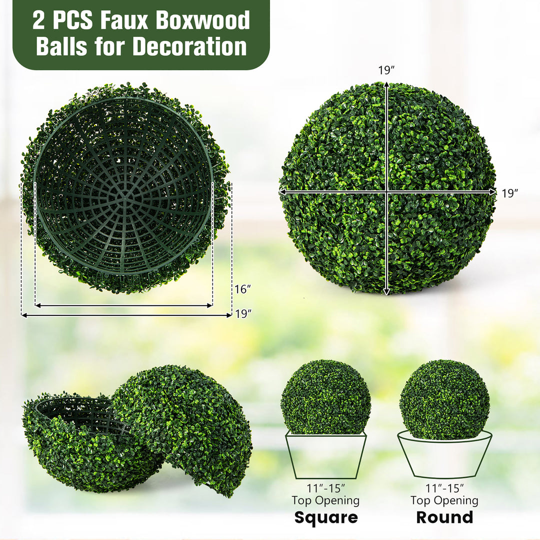 2 PCS Artificial Plant Topiary Ball 19 Faux Decorative Balls for Indoor Outdoor Image 10