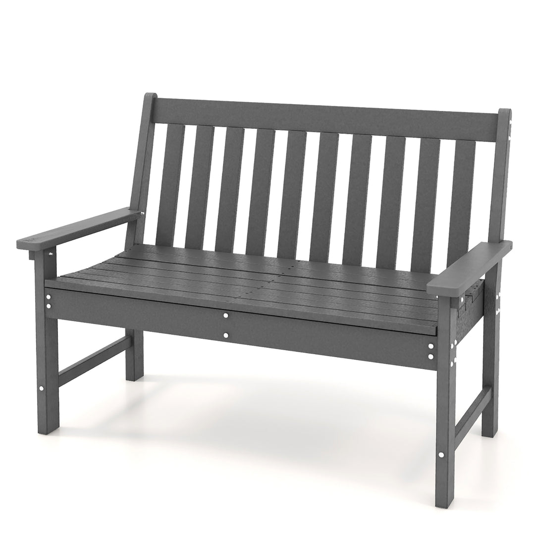 Garden Bench All-Weather HDPE 2-Person Outdoor Bench for Front Porch Backyard Image 1