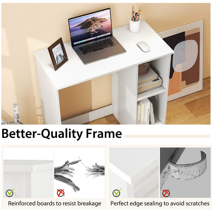 31.5 Small Computer Desk Home Office Study Writing Desk with 2 Compartments Image 7