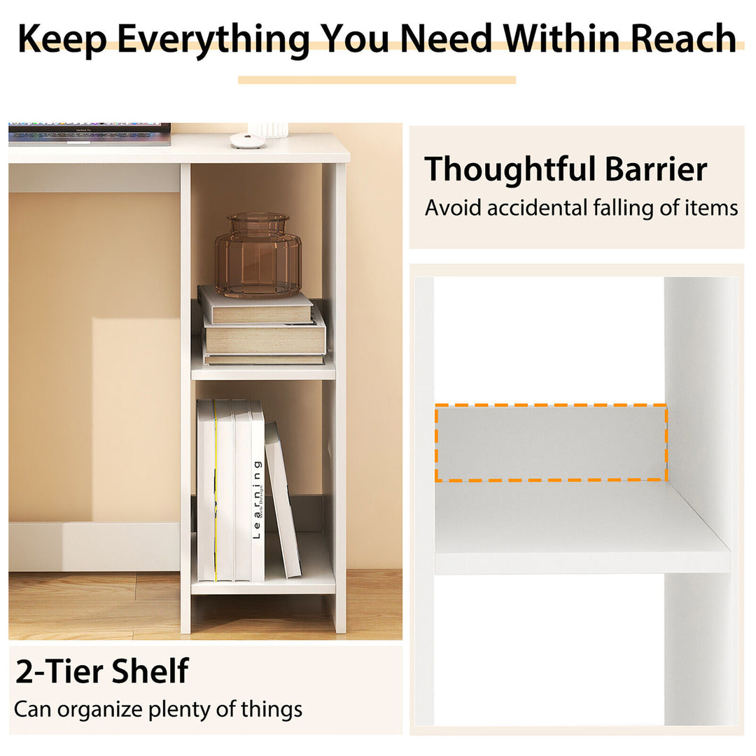 31.5 Small Computer Desk Home Office Study Writing Desk with 2 Compartments Image 8