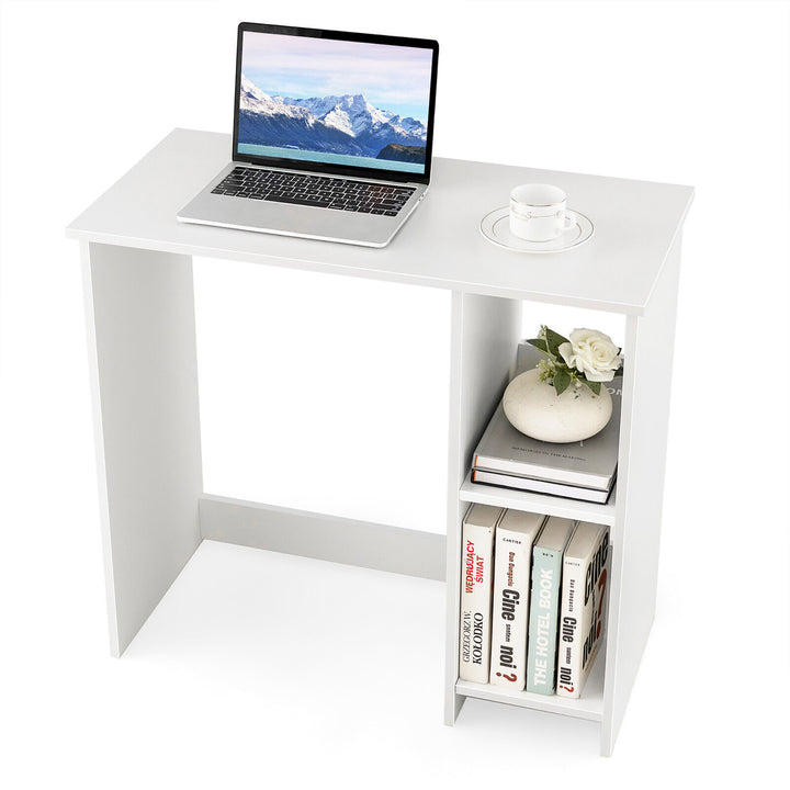 31.5 Small Computer Desk Home Office Study Writing Desk with 2 Compartments Image 10