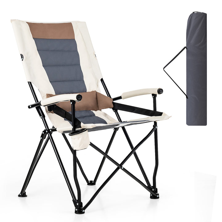 Camping Folding Chair w/ Cup Holder 330 LBS Load Capacity for Picnic Camping Image 1