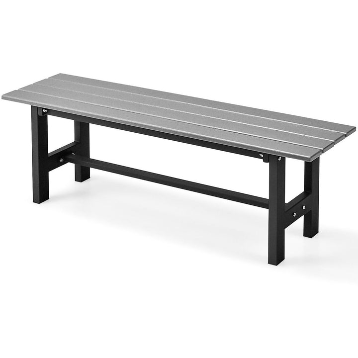 Outdoor HDPE Bench w/ Metal Frame 47 x 14 x 16 for Yard Garden Image 1