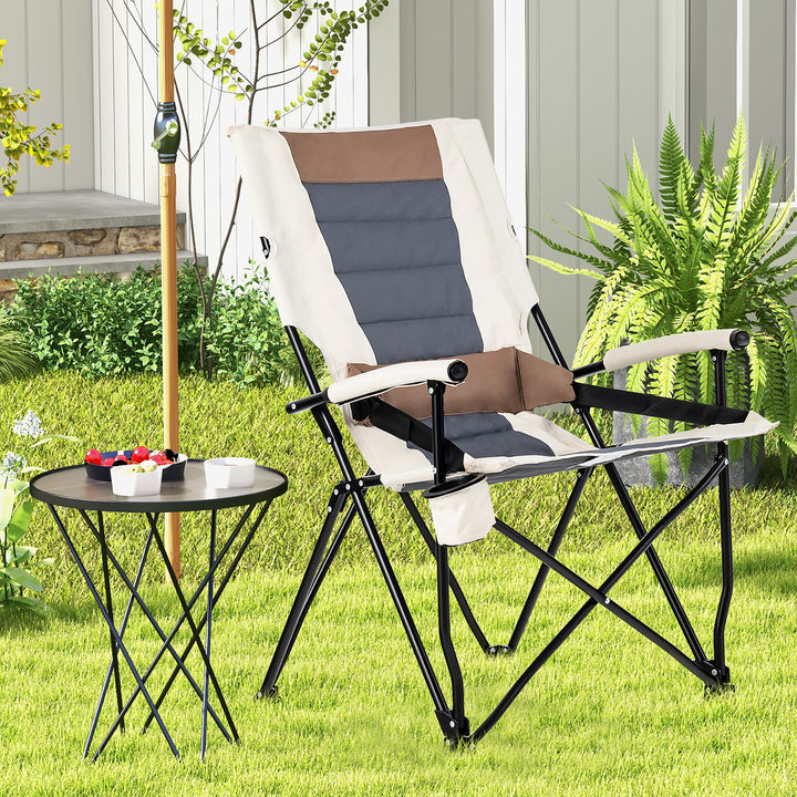 Camping Folding Chair w/ Cup Holder 330 LBS Load Capacity for Picnic Camping Image 3