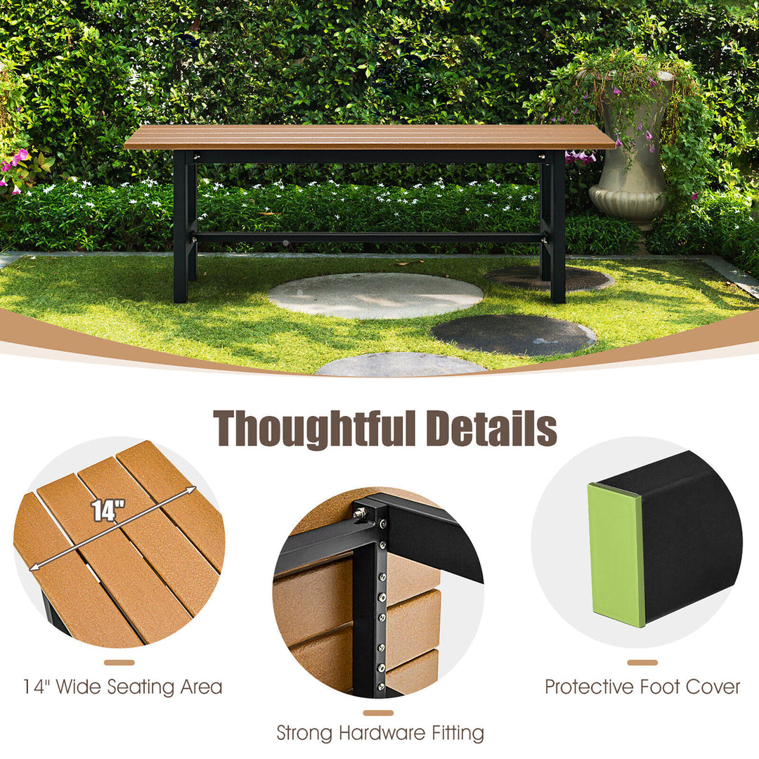 Outdoor HDPE Bench w/ Metal Frame 47 x 14 x 16 for Yard Garden Image 3