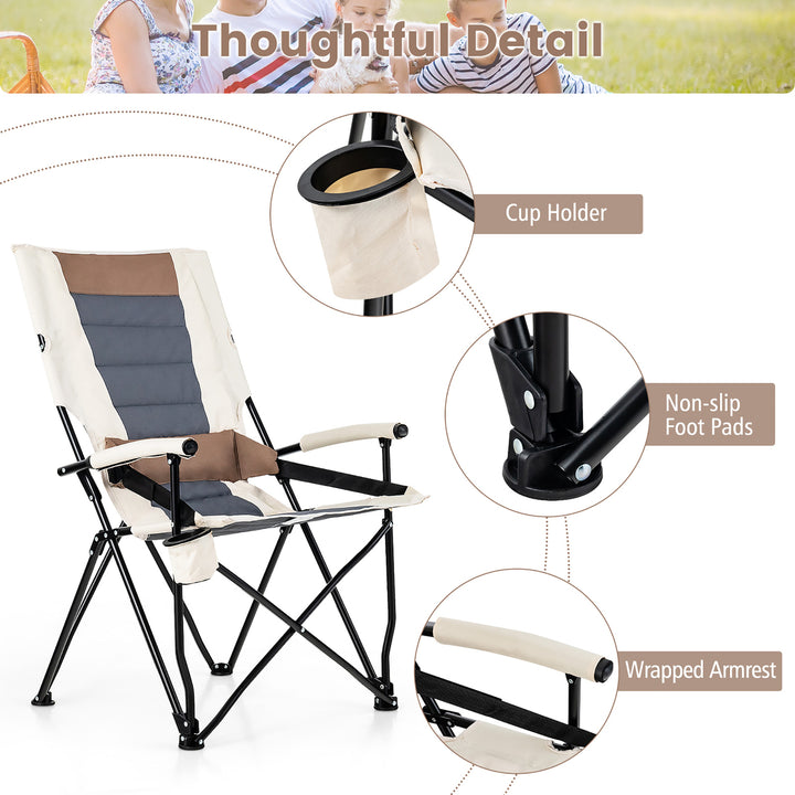 Camping Folding Chair w/ Cup Holder 330 LBS Load Capacity for Picnic Camping Image 9