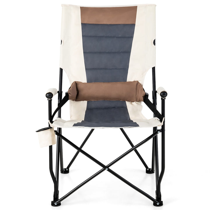 Camping Folding Chair w/ Cup Holder 330 LBS Load Capacity for Picnic Camping Image 10