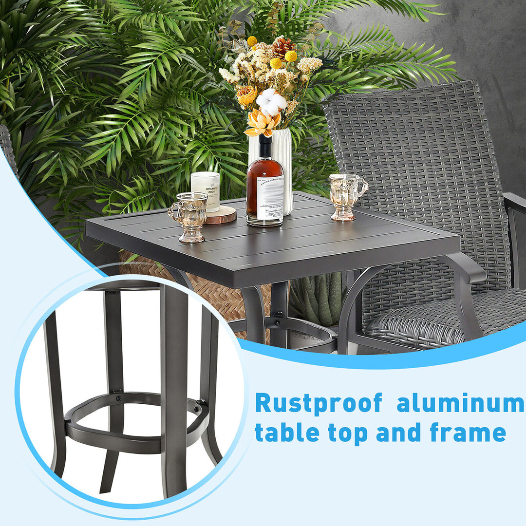 2PCS Patio Wicker Aluminum 360 Swivel Bar Height Chairs W/4D Air Fiber Quick Dry Image 8