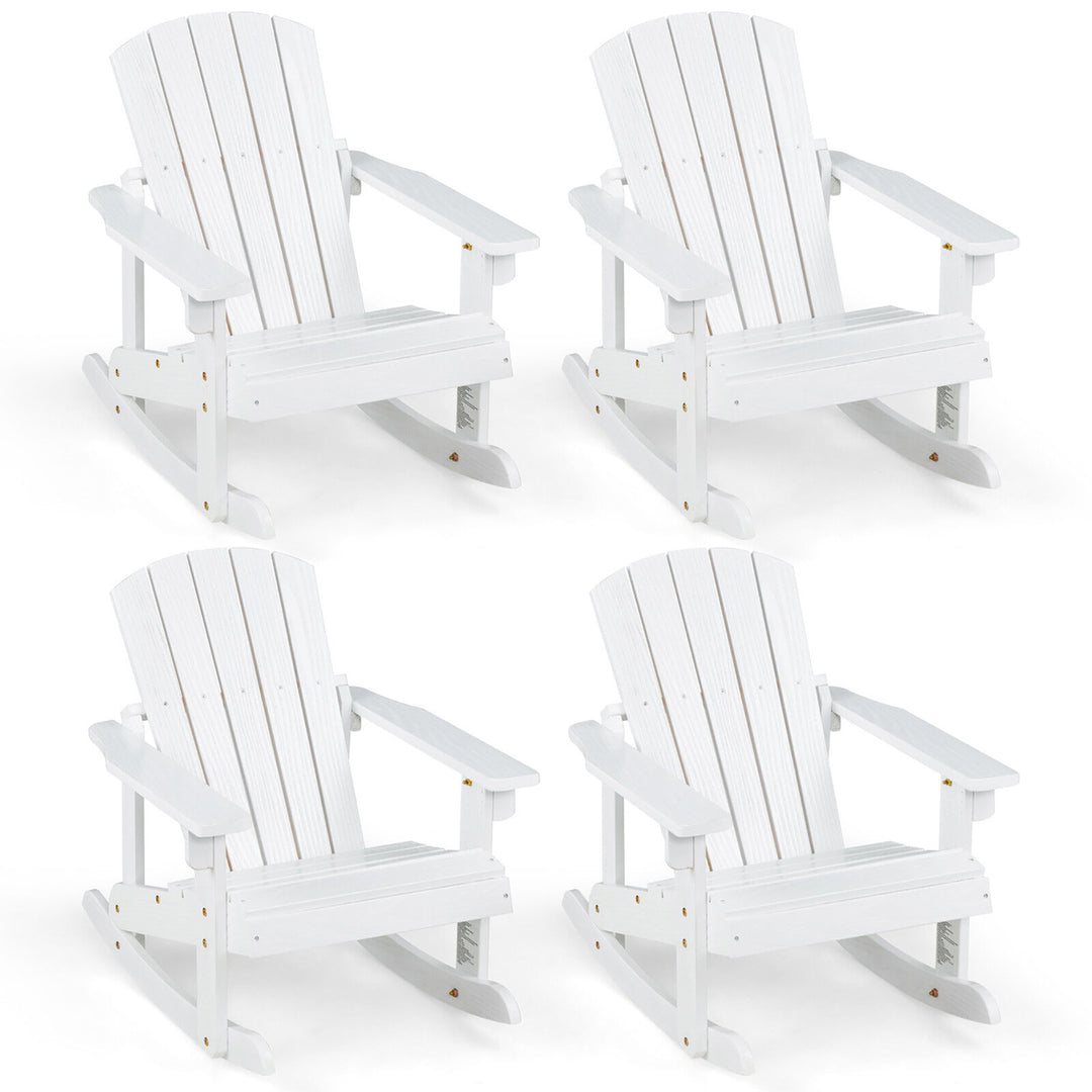 4PCS Kid Adirondack Rocking Chair Outdoor Solid Wood Slatted seat Backrest Image 1