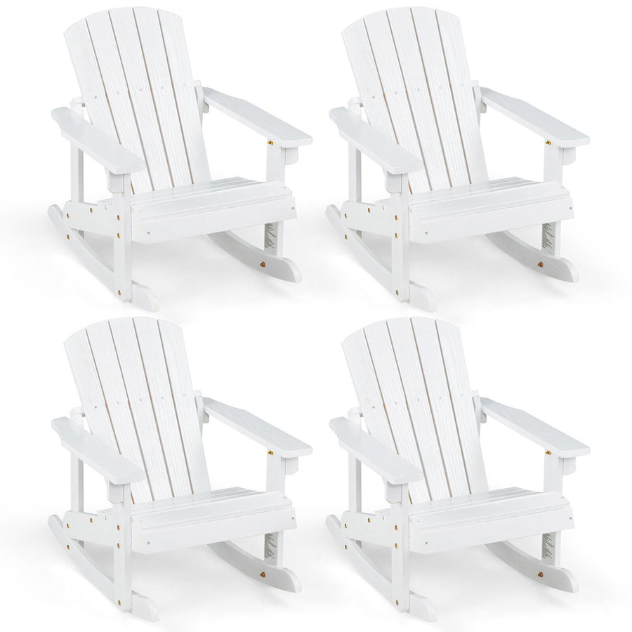 4PCS Kid Adirondack Rocking Chair Outdoor Solid Wood Slatted seat Backrest Image 1