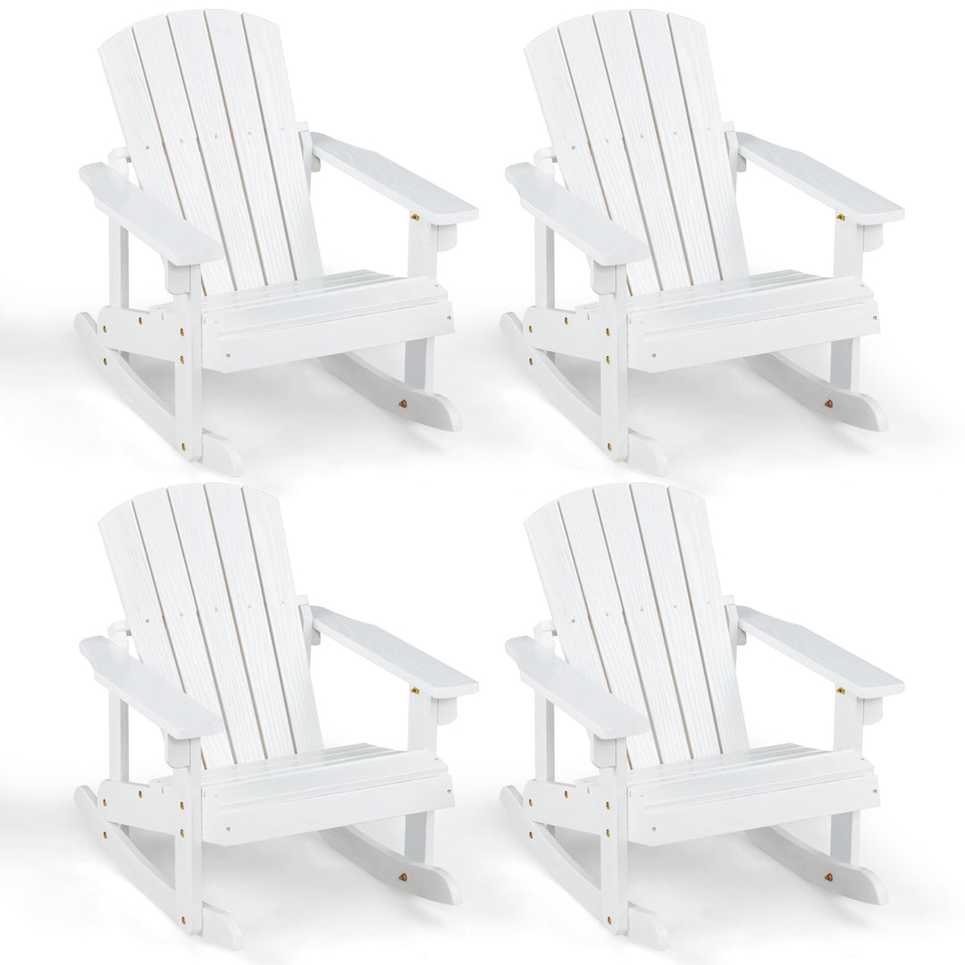 4PCS Kid Adirondack Rocking Chair Outdoor Solid Wood Slatted seat Backrest Image 5