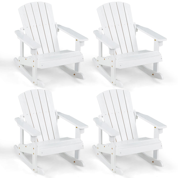 4PCS Kid Adirondack Rocking Chair Outdoor Solid Wood Slatted seat Backrest Image 5