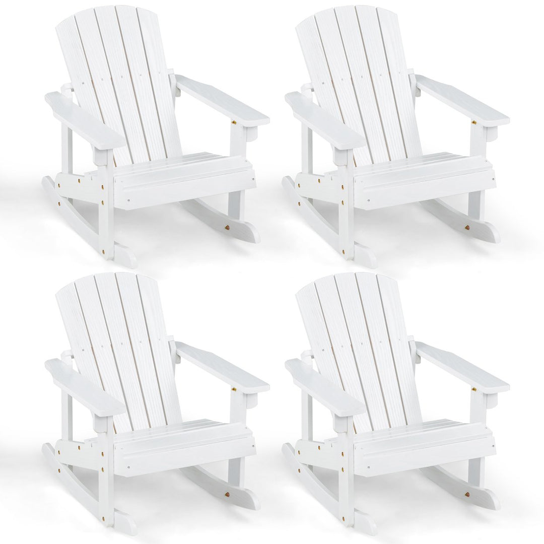 4PCS Kid Adirondack Rocking Chair Outdoor Solid Wood Slatted seat Backrest Image 1