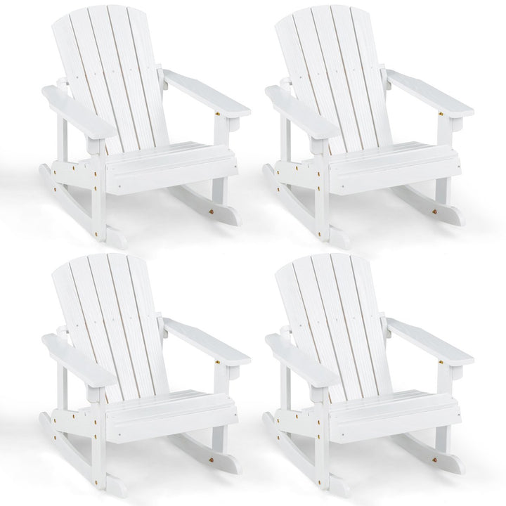 4PCS Kid Adirondack Rocking Chair Outdoor Solid Wood Slatted seat Backrest Image 1