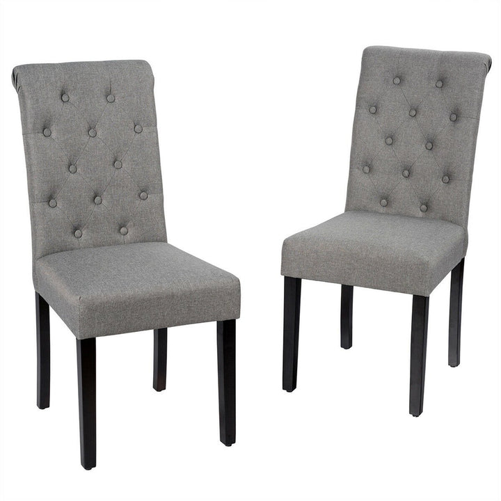 2PCS Upholstered Dining Chair High Back Armless Chair w/ Wooden Legs Image 1