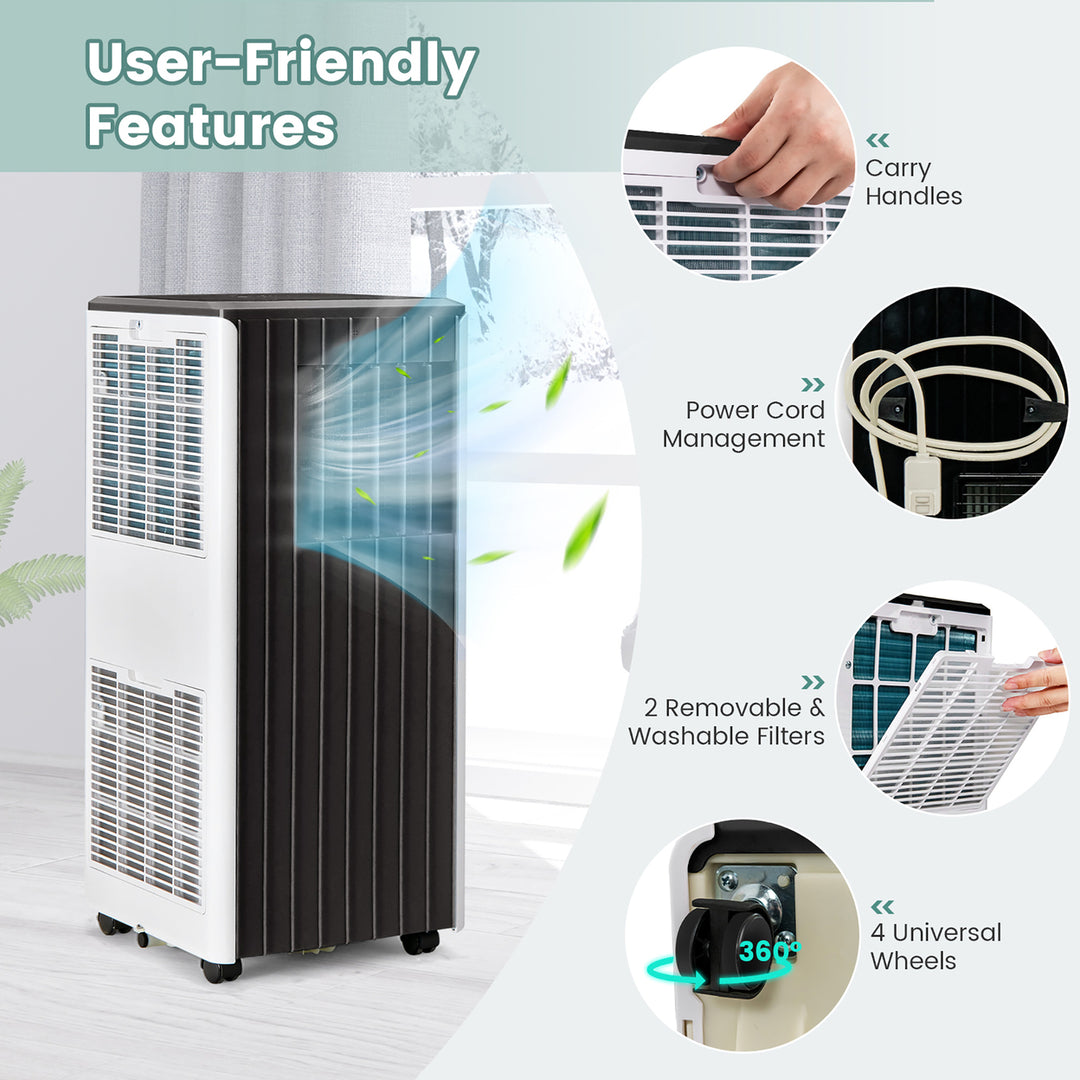 8000 BTU ASHRAE Portable Air Conditioner 3-in-1 AC Unit w/ Cool Dehum Fan Sleep Mode Image 3