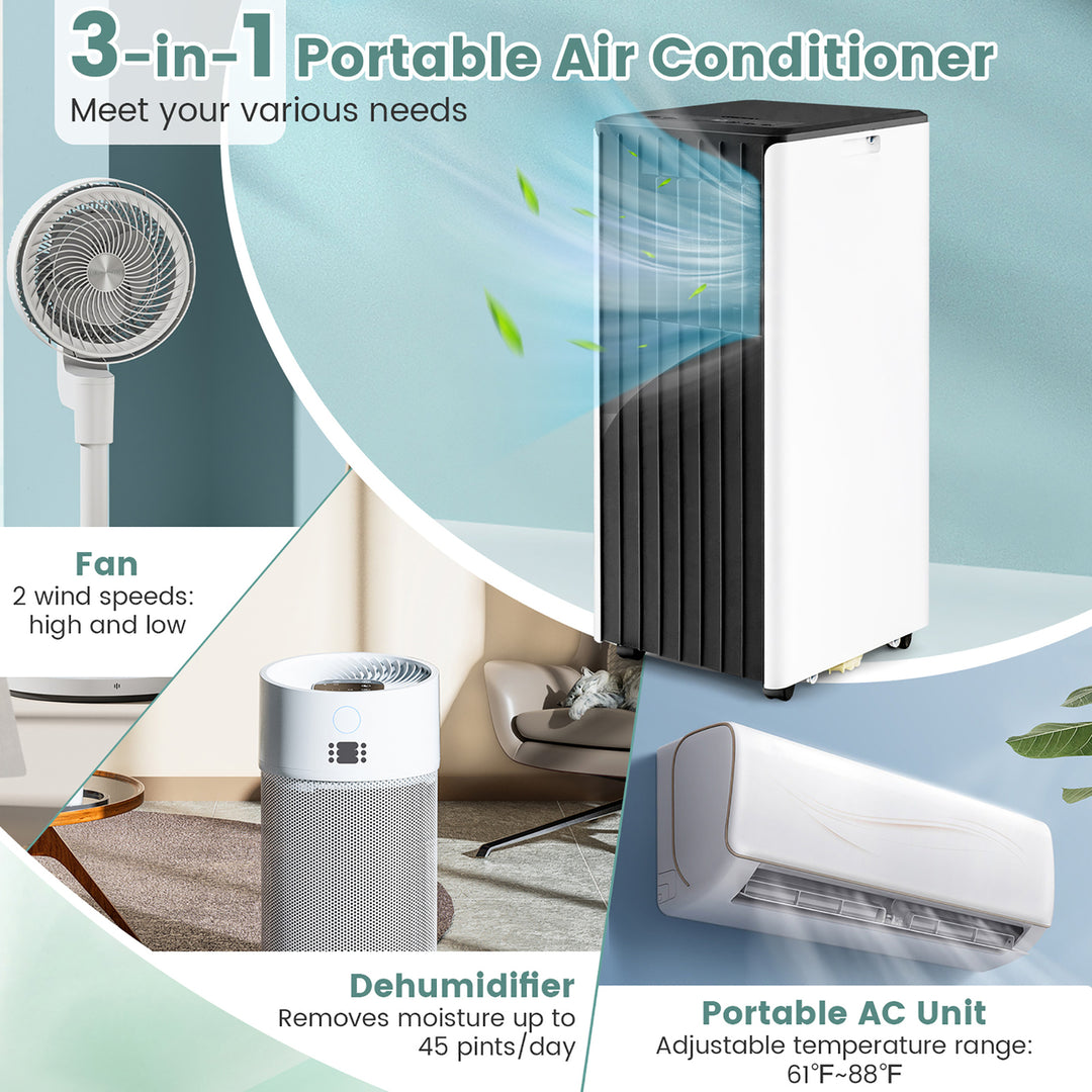 8000 BTU ASHRAE Portable Air Conditioner 3-in-1 AC Unit w/ Cool Dehum Fan Sleep Mode Image 6