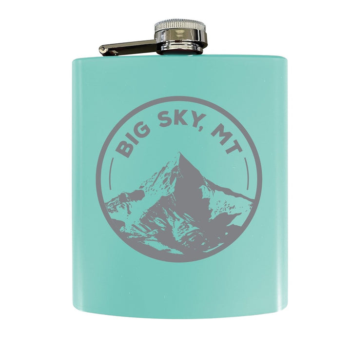 Big Sky Montana Souvenir 7 oz Engraved Steel Flask Matte Finish Image 1