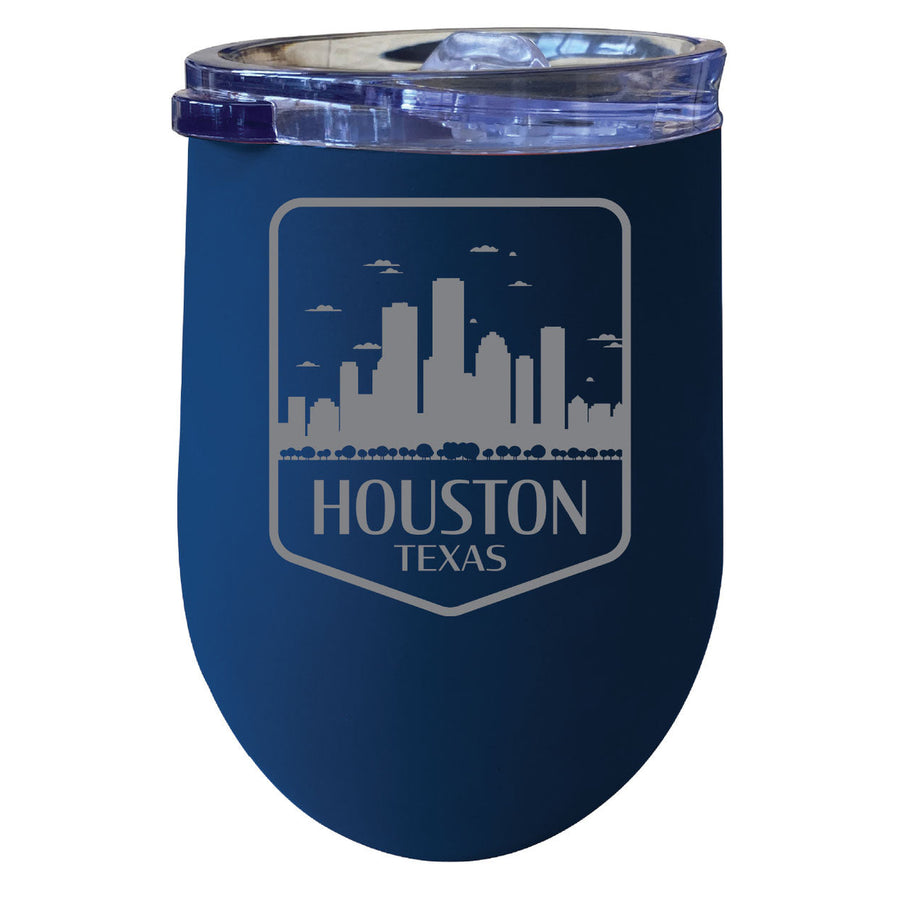 Houston Texas Souvenir 12 oz Engraved Insulated Wine Stainless Steel Tumbler Image 1