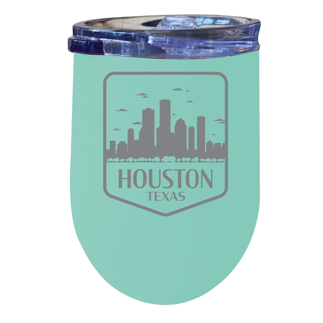 Houston Texas Souvenir 12 oz Engraved Insulated Wine Stainless Steel Tumbler Image 3