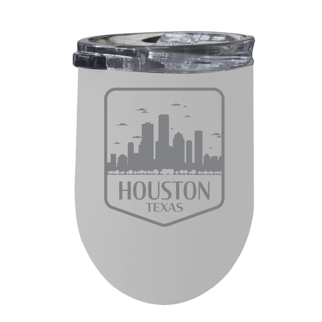 Houston Texas Souvenir 12 oz Engraved Insulated Wine Stainless Steel Tumbler Image 1