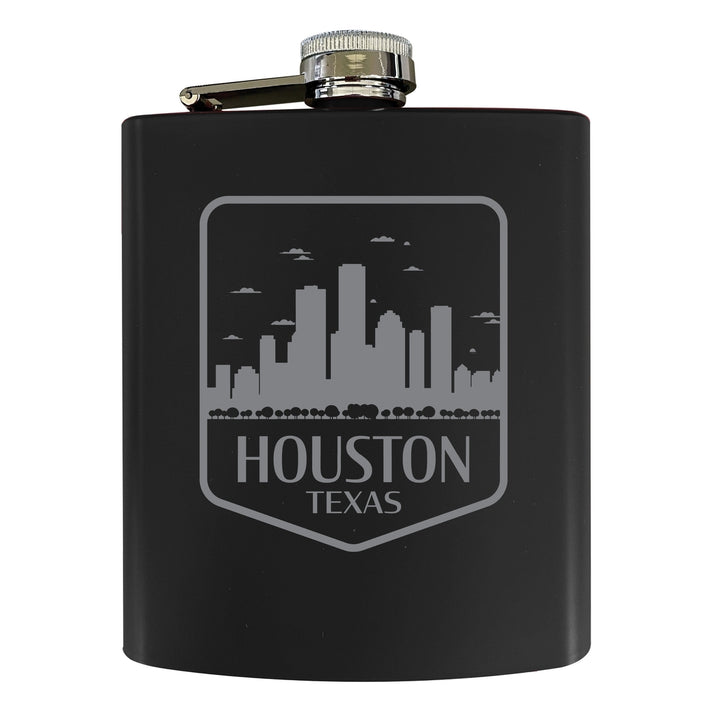 Houston Texas Souvenir 7 oz Engraved Steel Flask Matte Finish Image 4