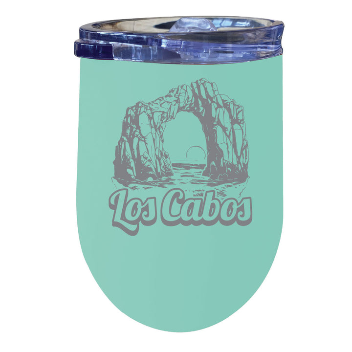 Los Cabos Mexico Souvenir 12 oz Engraved Insulated Wine Stainless Steel Tumbler Image 3