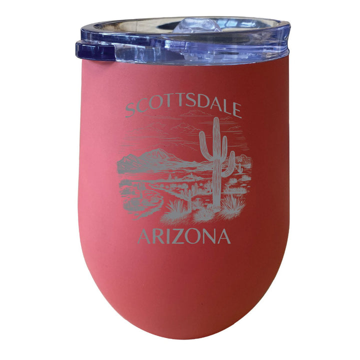 Scottsdale Arizona Souvenir 12 oz Engraved Insulated Wine Stainless Steel Tumbler Image 1