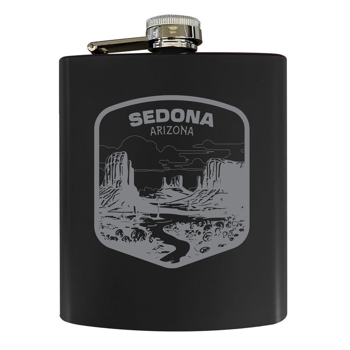 Sedona Arizona Souvenir 7 oz Engraved Steel Flask Matte Finish Image 1