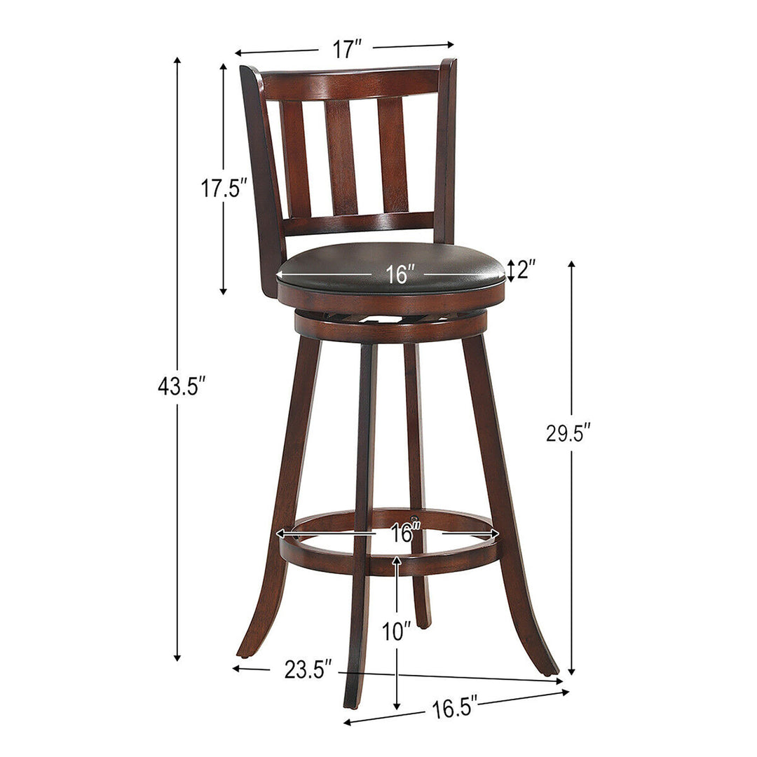 Set of 2 29.5 Swivel Bar stool Leather Padded Dining Kitchen Pub Bistro Chair High Back Image 5