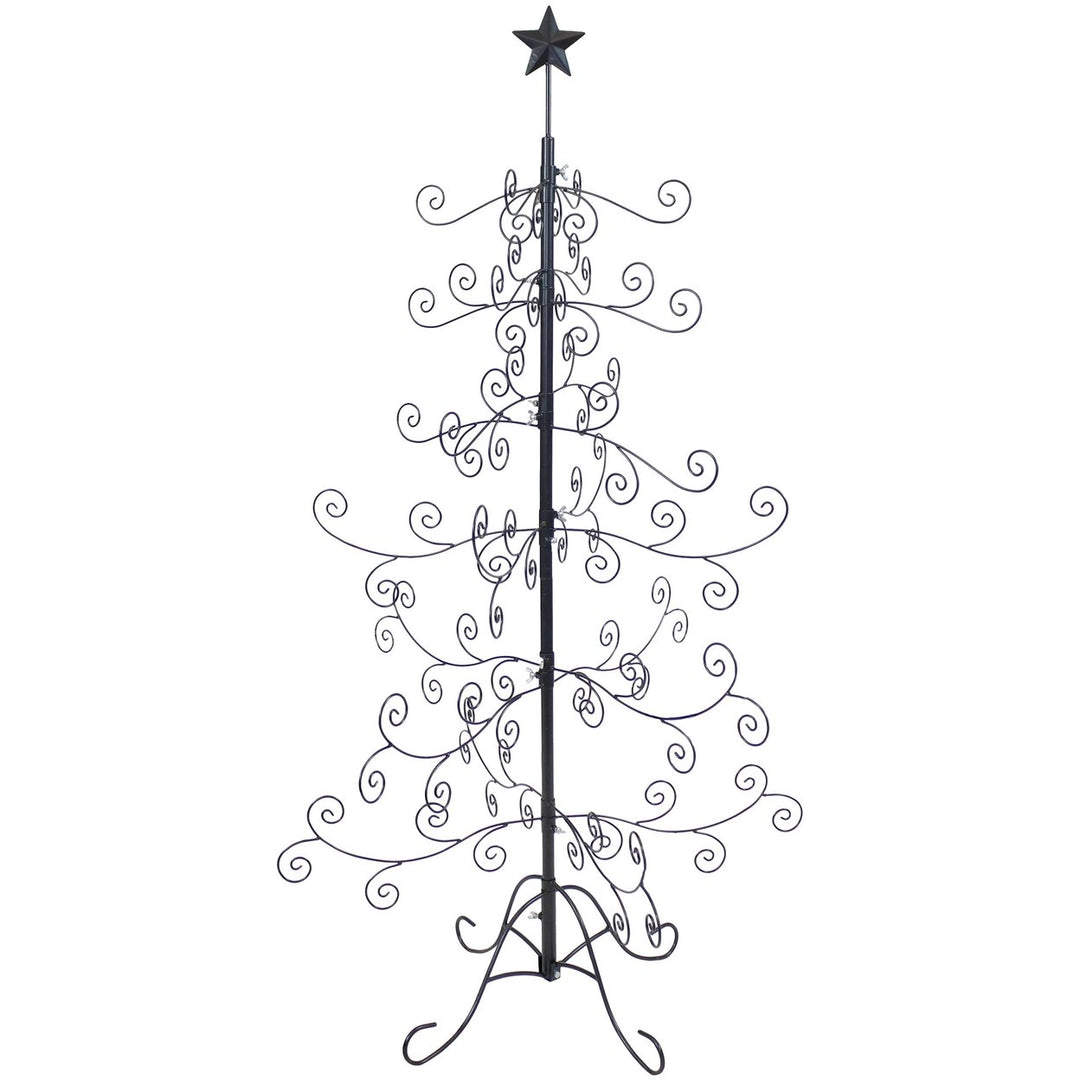 Sunnydaze Noelle Indoor Black Metal Christmas Ornament Tree - 5 ft Image 1