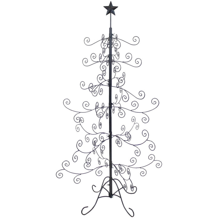 Sunnydaze Noelle Indoor Black Metal Christmas Ornament Tree - 5 ft Image 1