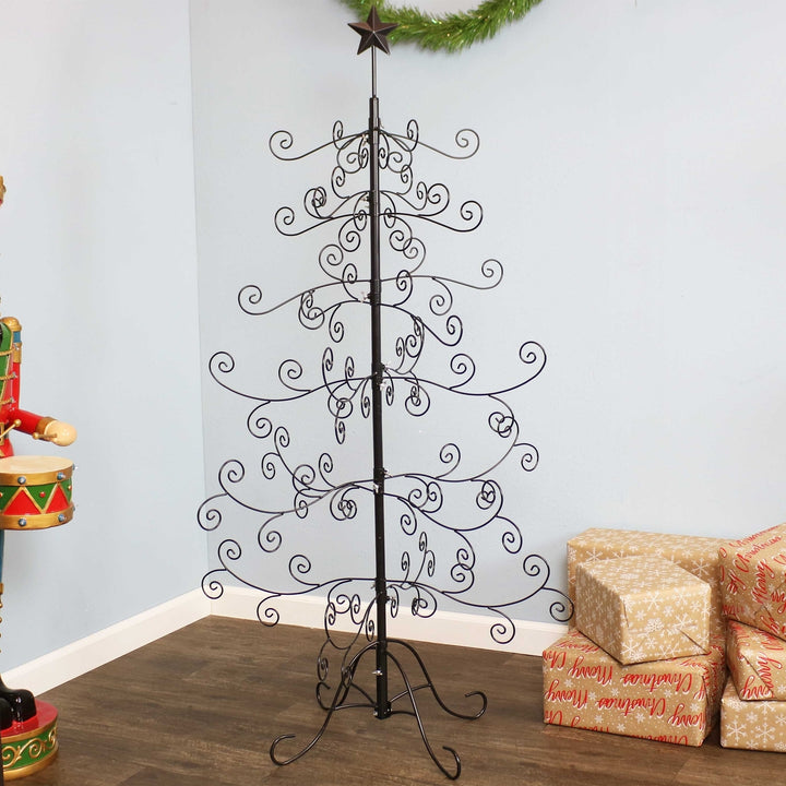 Sunnydaze Noelle Indoor Black Metal Christmas Ornament Tree - 5 ft Image 2