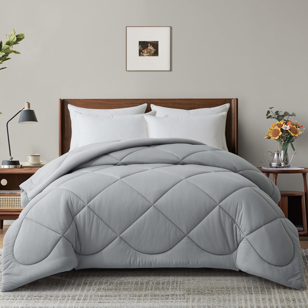 All-season Reversible Waffle Comforter Duvet Insert Image 2