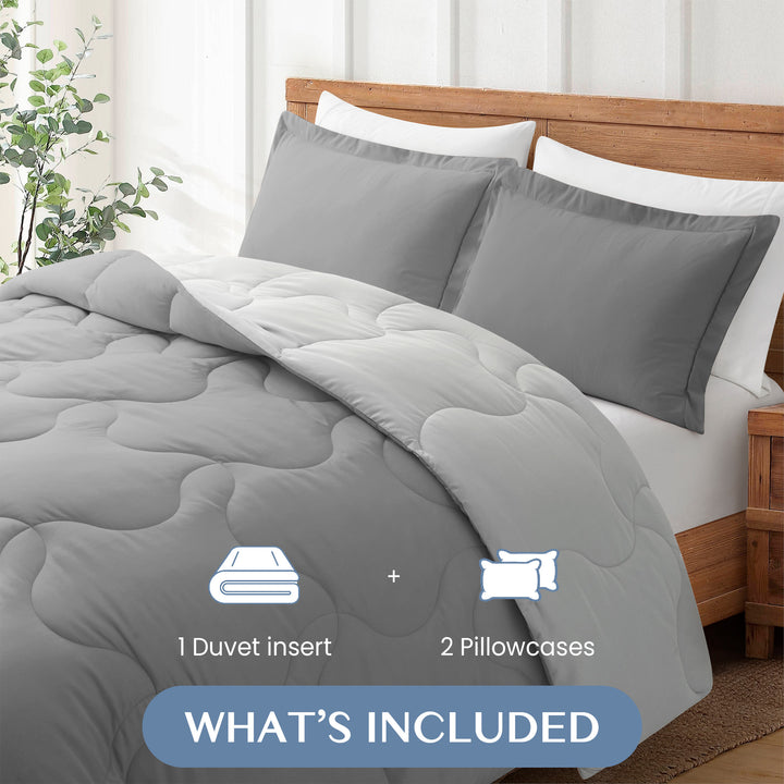 Lightweight Reversible Microfiber Down Alternative Comforter Set Twin Gray Image 3