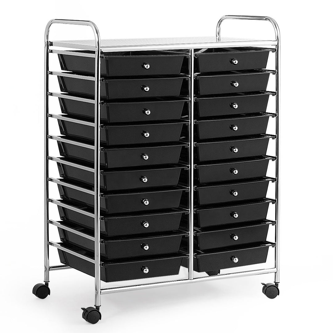 Costway 20 Drawers Rolling Cart Storage Scrapbook Paper Studio Organizer Bins Clear Image 1